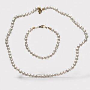 White Pearl Necklace and Bracelet Set Wedding Anniversary Engagement